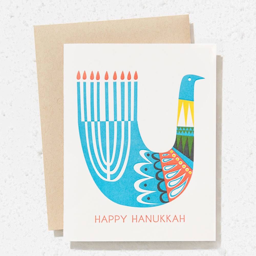 Decorative Bird Menorah Card