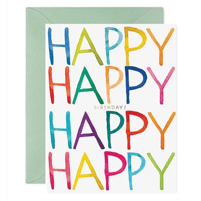 Rainbow Happy Happy Birthday Card