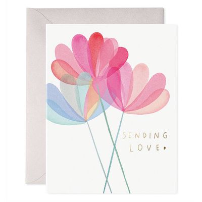 Watercolor Flowers Sending Love Card