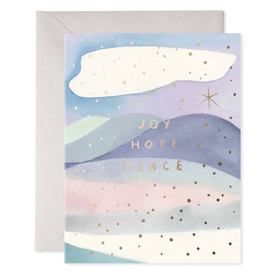 Joy Hope Peace Watercolor Holiday Card