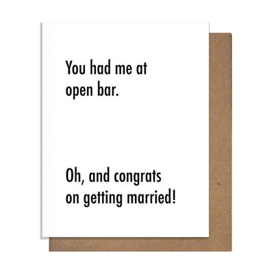 Had Me At Open Bar Wedding Card
