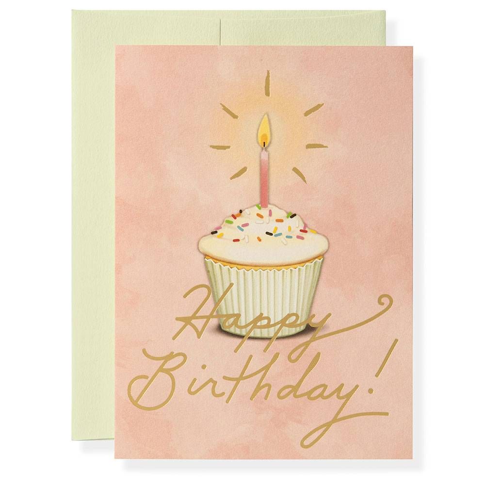 Golden Cupcake Birthday Card