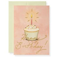 Golden Cupcake Birthday Card