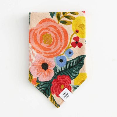 Painted Peonies Natural Dog Bandana