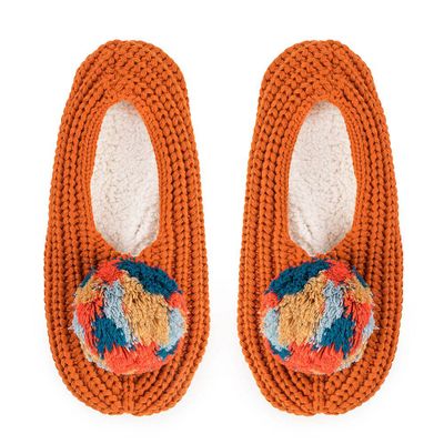 Flame Marble Pom Rib Slippers