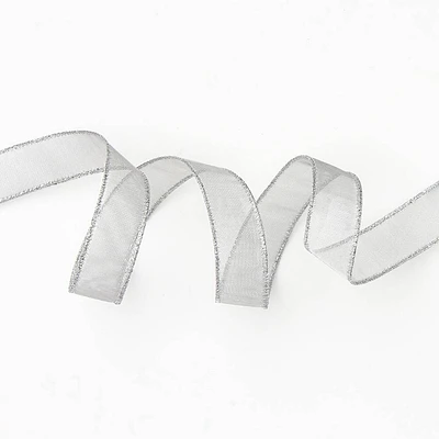 Silver Organdy Wired Ribbon