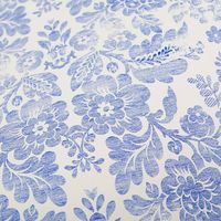 Distressed Blue Floral on White Handmade Paper