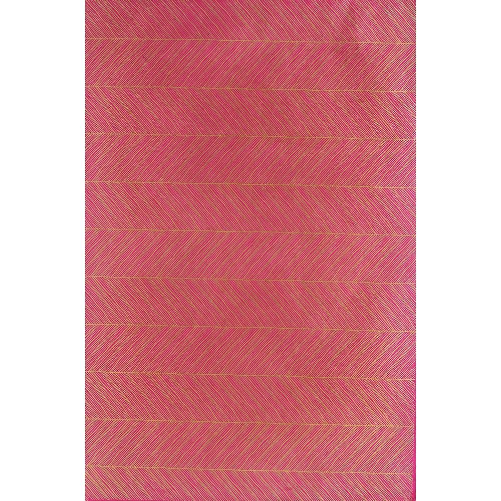 Gold Chevron Lines on Fuchsia Handmade Paper
