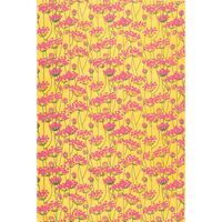 Bright Pink Floral on Yellow Handmade Paper