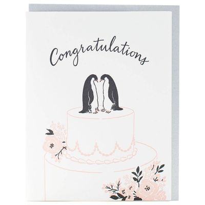 Penguin Cake Topper Wedding Card