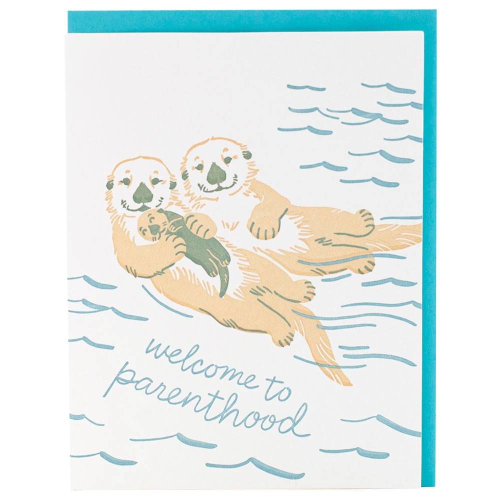 Otter Family Baby Card