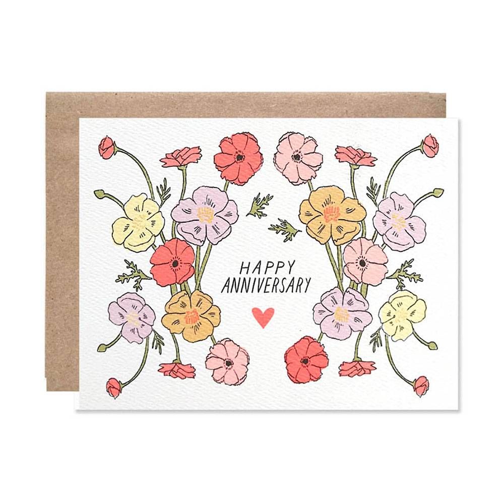 Poppies Happy Anniversary Card