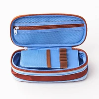 Blue Grid Expandable Pencil Case