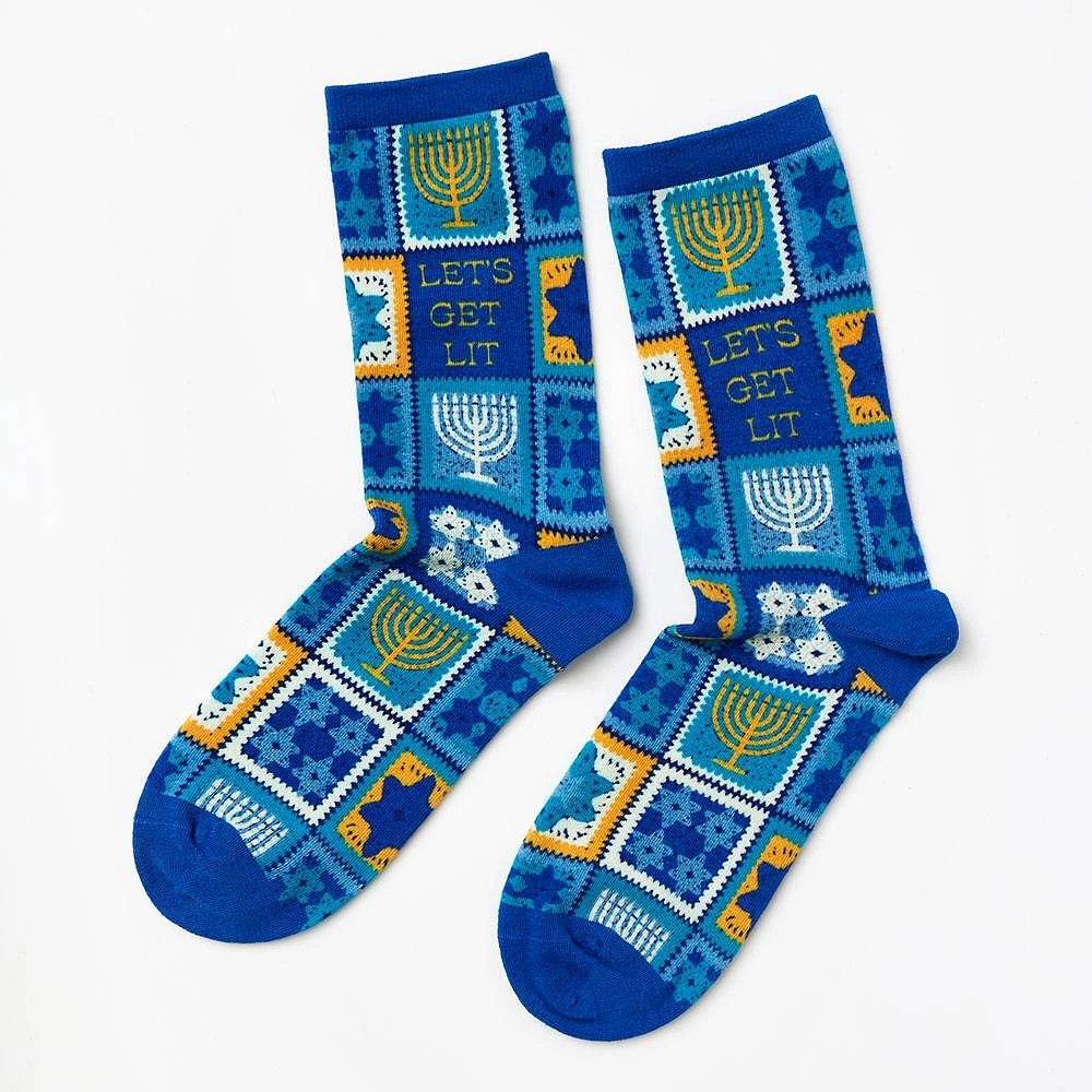 Let's Get Lit Hanukkah Adult Socks