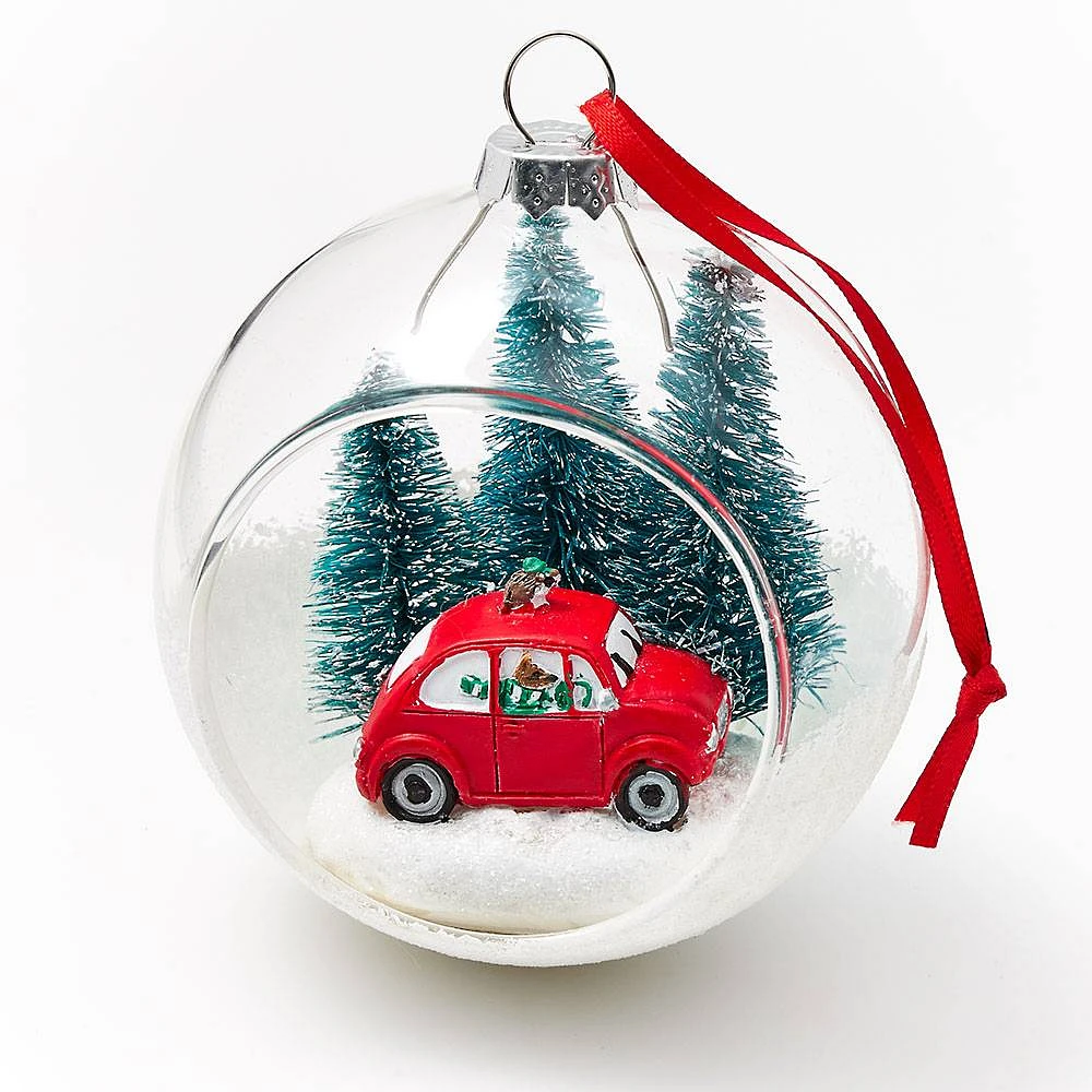 Cruising Fox Glass Ornament