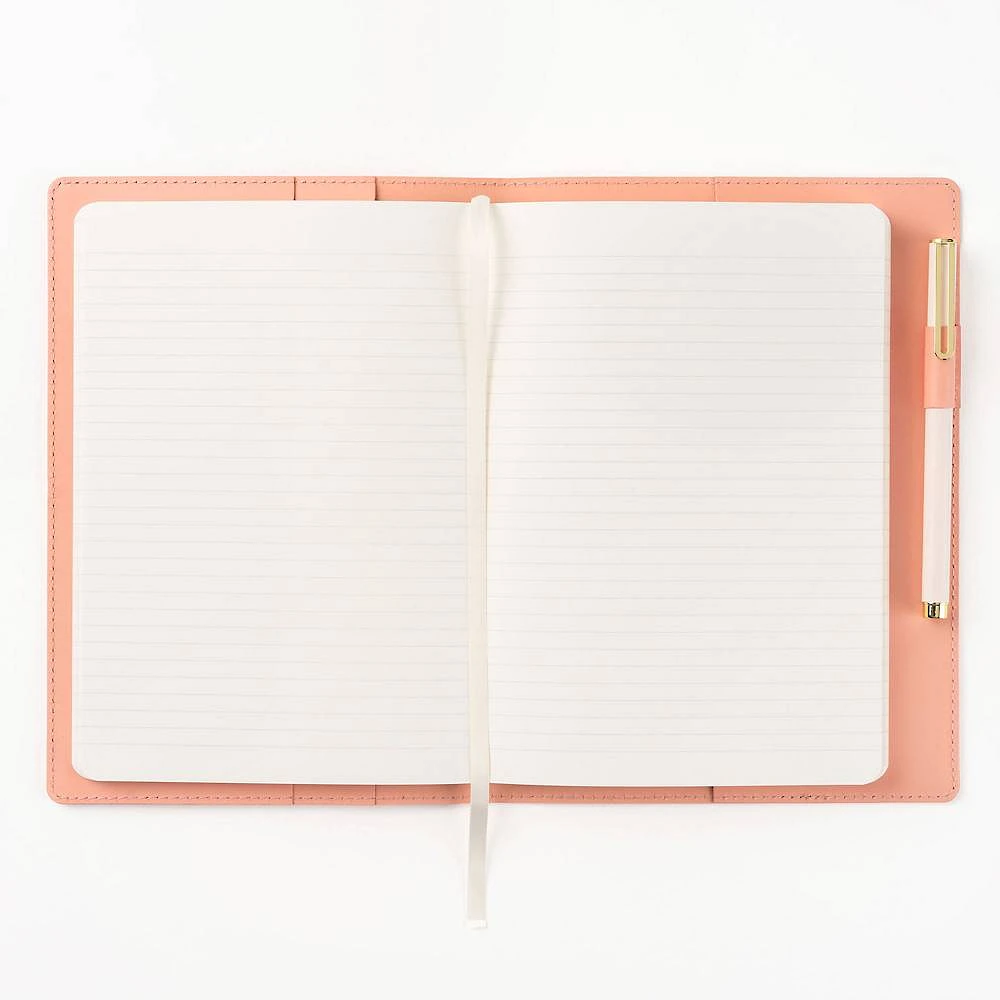 Paper Source Peach Leather Refillable A5 Journal Cover