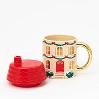 Holiday House Lidded Mug