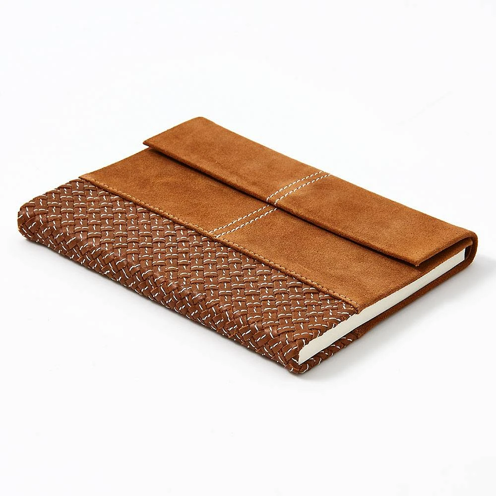 Brown Suede Journal with Weave Design