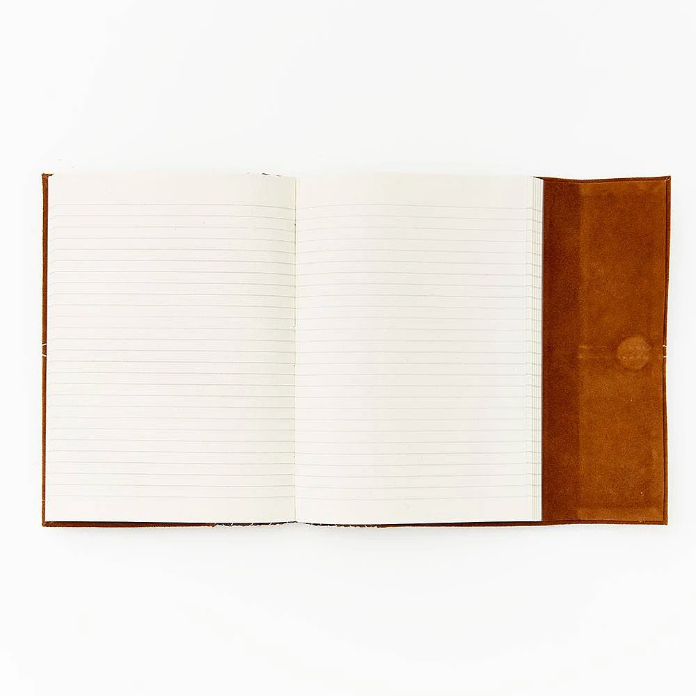 Brown Suede Journal with Weave Design