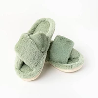 Furry Embroidered Slippers