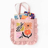 Bold Floral Ruffle Tote