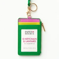 Colorblock Card Holder and Lanyard