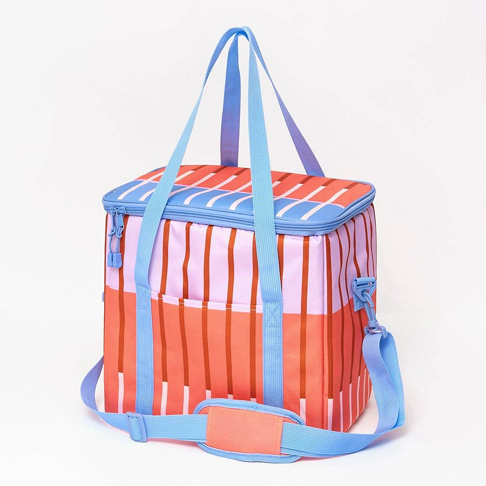 Striped Insulated Cooler Bag