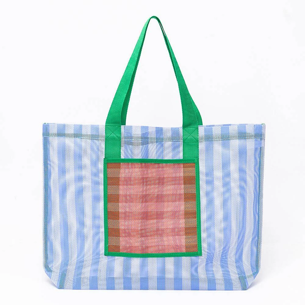 Stripe Mesh Tote Bag