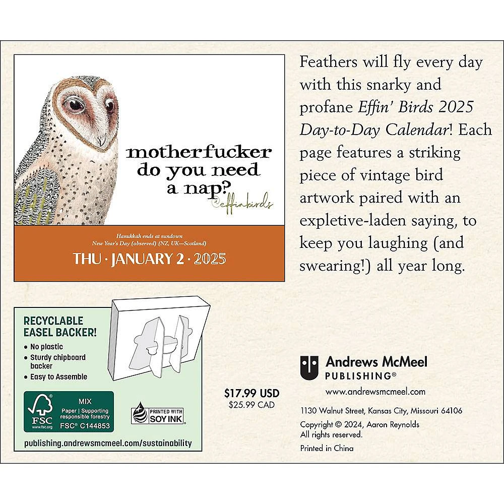 2025 Effin' Birds Day-to-Day Desk Calendar