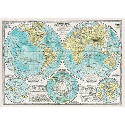 Hemisphere Map Flat Wrap