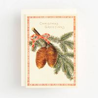 Christmas Greetings Pine Holiday Card