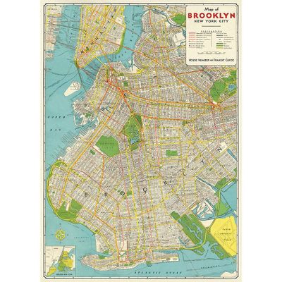 Brooklyn Map Transit Guide Flat Wrap