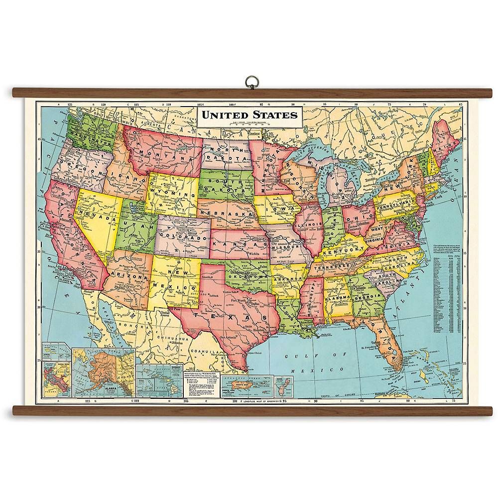 U.S. Map Vintage School Chart