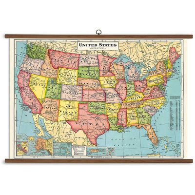 U.S. Map Vintage School Chart
