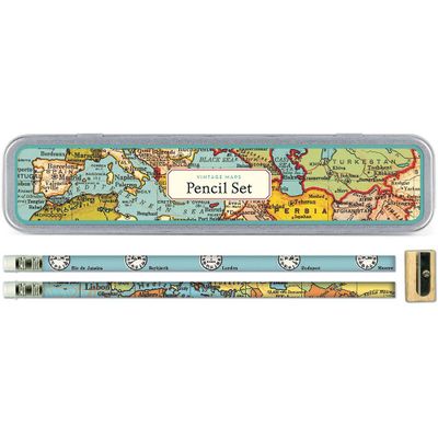 Vintage Maps Pencil Tin