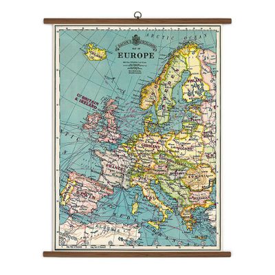 Europe Map Vintage School Chart