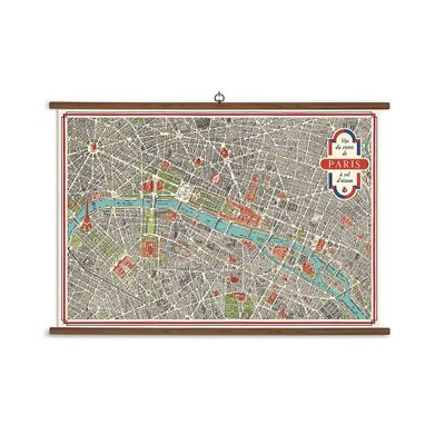 Paris Map Vintage School Chart