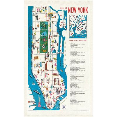 New York Map Tea Towel