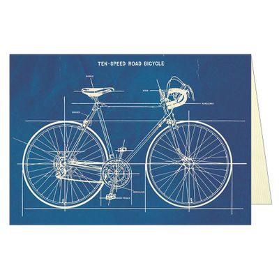 Bicycle Blueprint Greeting Card