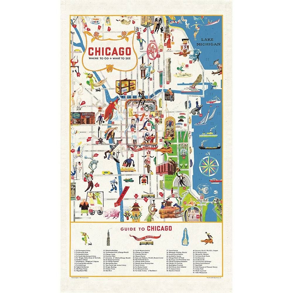 Chicago Map Tea Towel