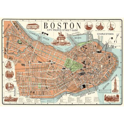 Boston Map 2 Flat Wrap