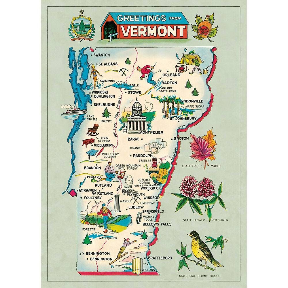 Vermont Map Flat Wrap