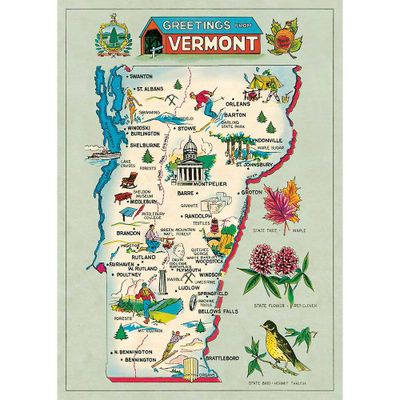 Vermont Map Flat Wrap