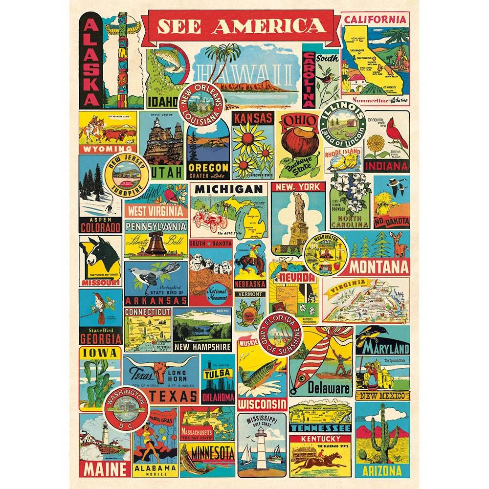 See America Collage Flat Wrap