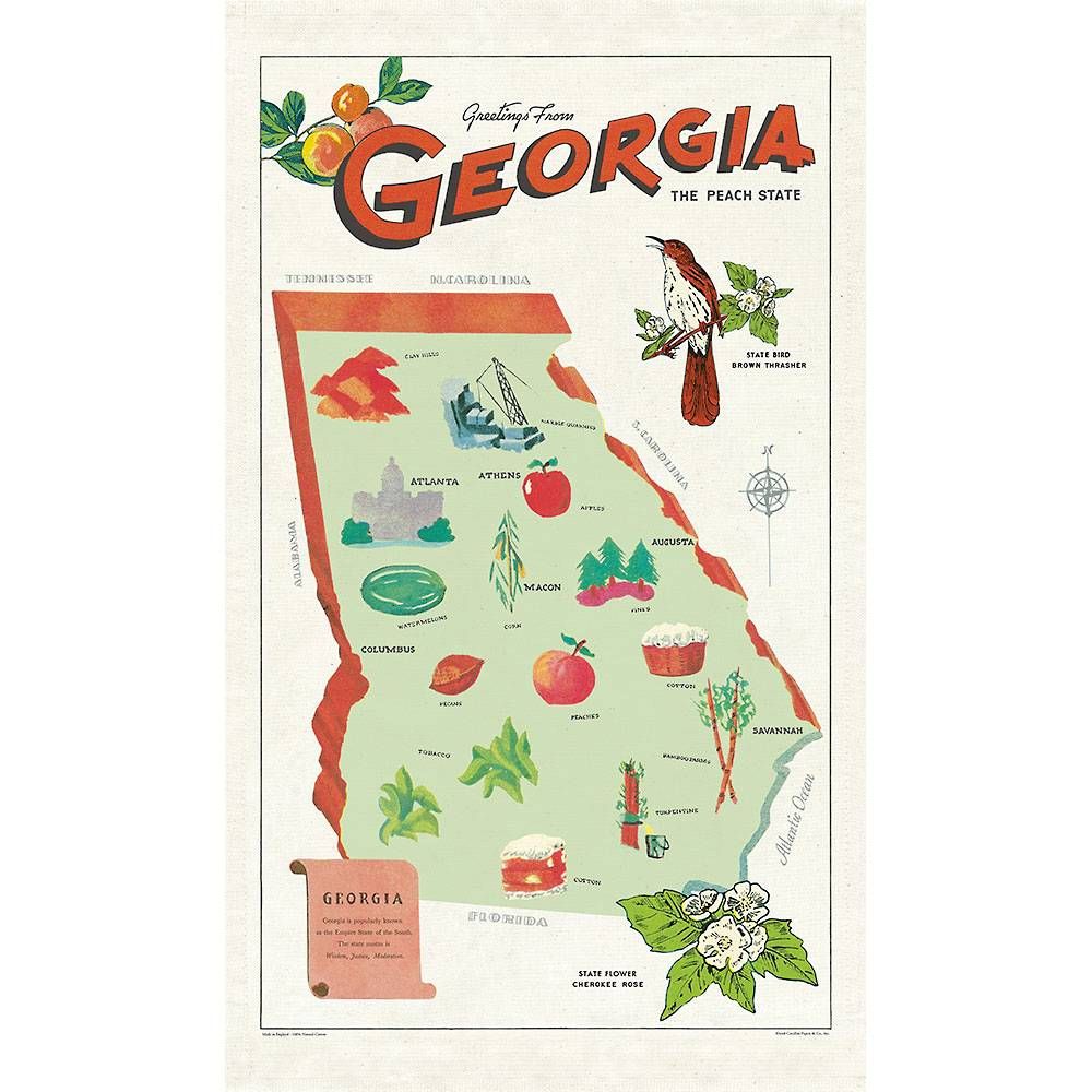 Georgia Map Tea Towel