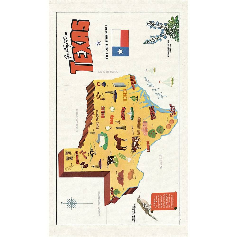 Texas Map Tea Towel