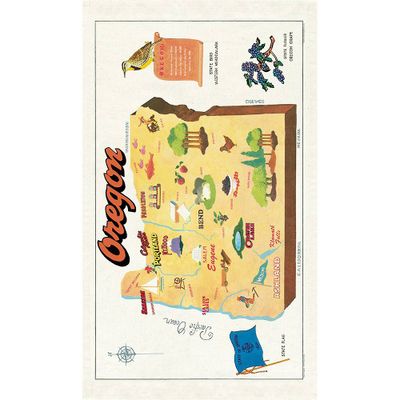 Oregon Map Tea Towel