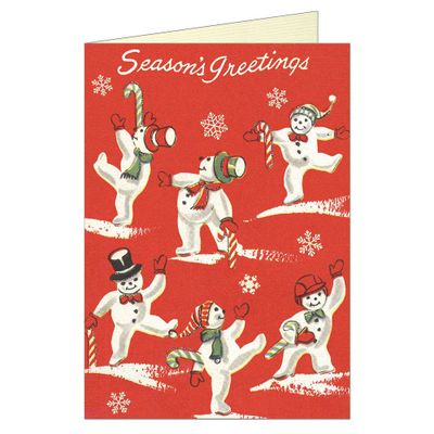 Vintage Glittered Snowmen Holiday Card Set