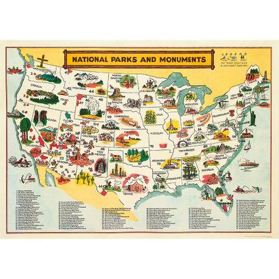 National Parks Map Wrap & Poster