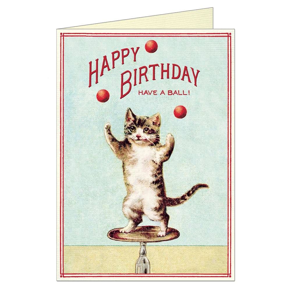 Juggling Cat Birthday Card